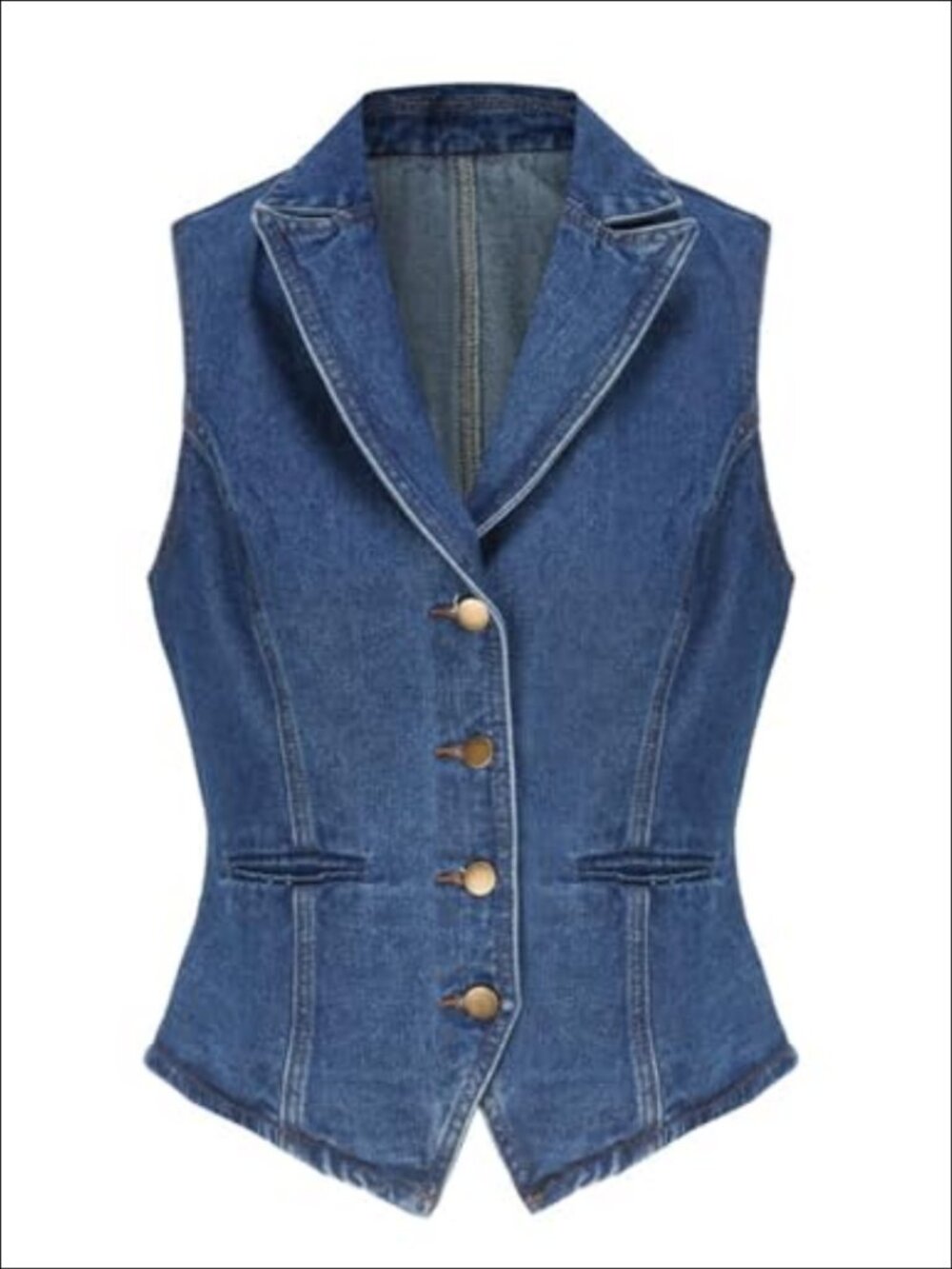 Sleeveless Denim Vest for Women Button Down Lapel Jean Vest